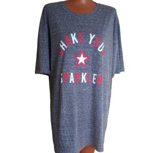 Shake Your Sparkler Navy Blue Heather Graphic Tee Woman XL Patriotic Nov